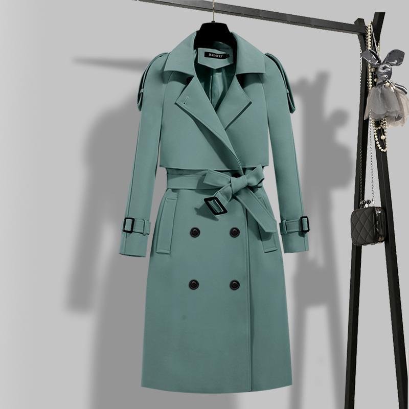 Trench Long à revers pour femme, manteau coupe-vent, Double boutonnage, pardessus féminin, nouvelle collection hiver 2022