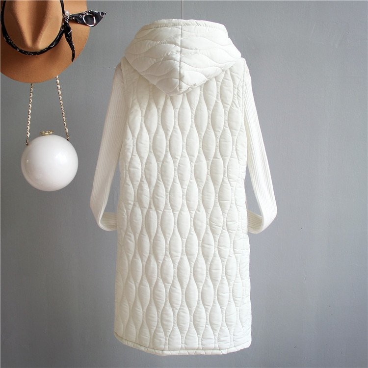 Sanishroly – gilet mi-long sans manches à capuche pour femme, gilet chaud en coton, vêtement d'extérieur, nouvelle collection automne-hiver, S606