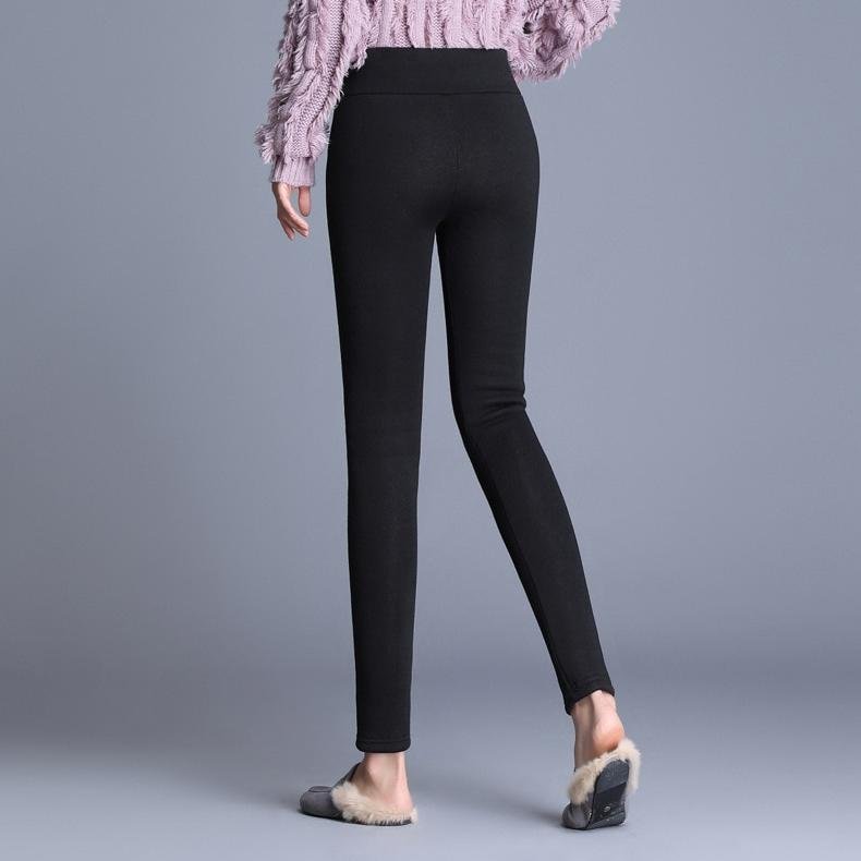 Leggings en Velours Chaud et Confortable pour Femme, Pantalon Taille Haute, Extensible et de Couleur Unie, pour l'Hiver