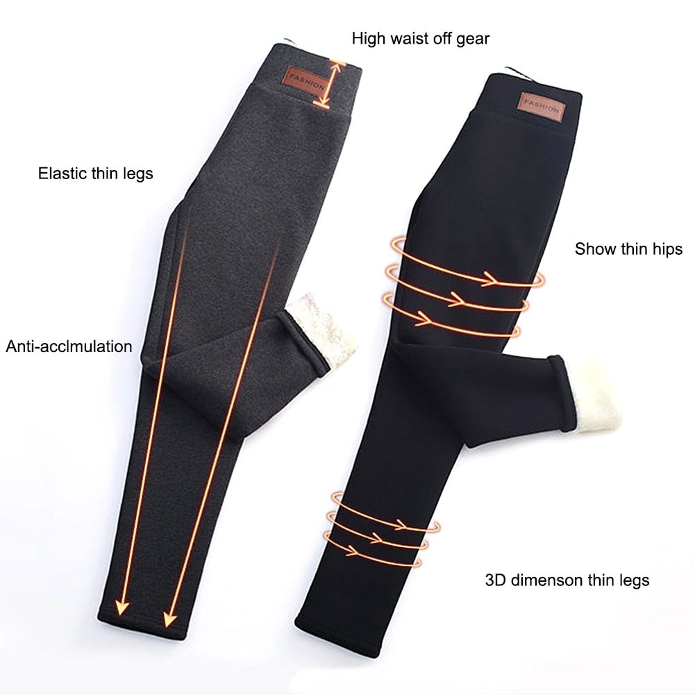 Leggings en Velours Chaud et Confortable pour Femme, Pantalon Taille Haute, Extensible et de Couleur Unie, pour l'Hiver