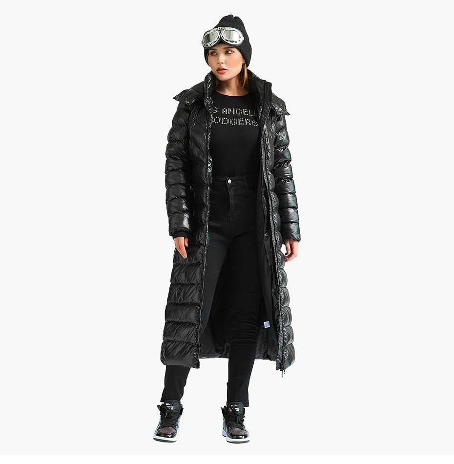 SANTELON – manteaux d'hiver longs coupe-vent imperméables pour femmes, vestes bouffantes épaisses et chaudes avec ceinture, vêtements d'extérieur à capuche à la mode