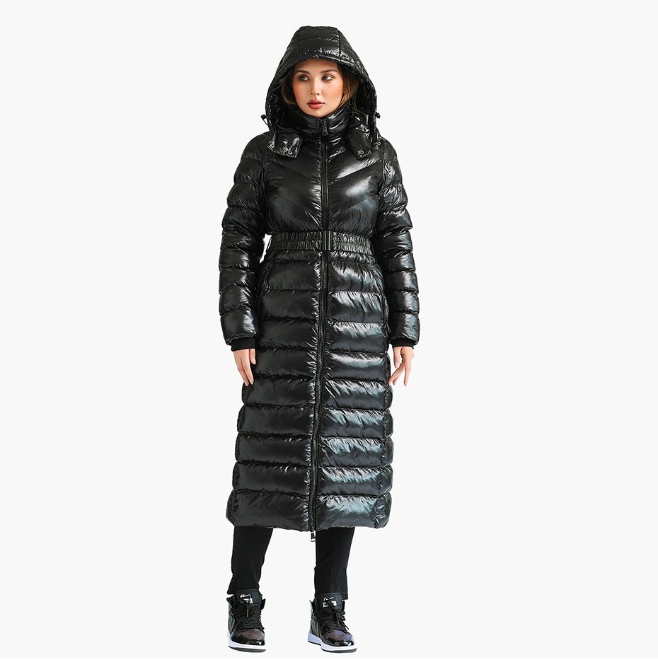 SANTELON – manteaux d'hiver longs coupe-vent imperméables pour femmes, vestes bouffantes épaisses et chaudes avec ceinture, vêtements d'extérieur à capuche à la mode