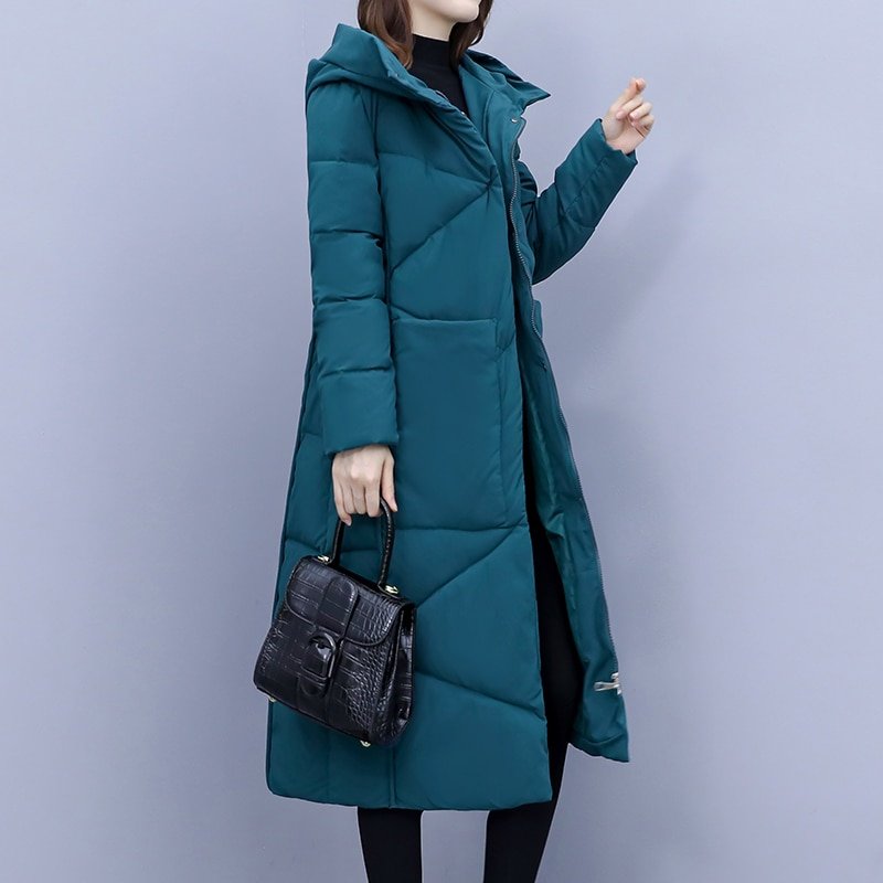 Nouveau manteau matelassé en coton pour femme, Parka d'hiver moderne, Long, grande taille, vêtements d'extérieur