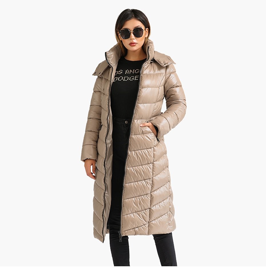 SANTELON – veste longue coupe-vent pour femme, parka épaisse, chaude, décontractée, avec ceinture, vêtements d'extérieur à capuche, hiver