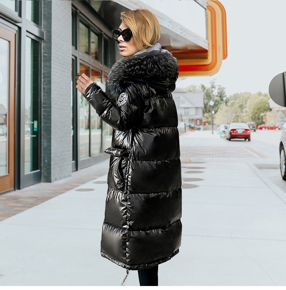 SANTELON – Parka à capuche avec col en fourrure pour femme, manteau chaud et Long, épais, rembourré, à manches longues, coupe ajustée, nouvelle collection hiver 2021