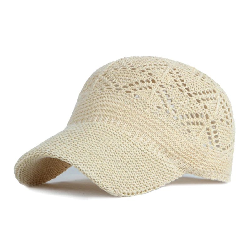 Casquette d'opérabilité creuse pour femme, chapeau en tricot respirant, chapeau de vacances en maille, casquette réglable, chapeau de soleil d'été