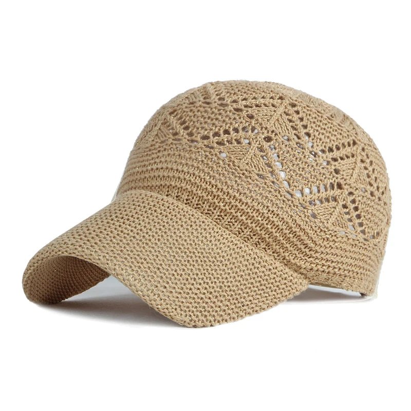 Casquette d'opérabilité creuse pour femme, chapeau en tricot respirant, chapeau de vacances en maille, casquette réglable, chapeau de soleil d'été