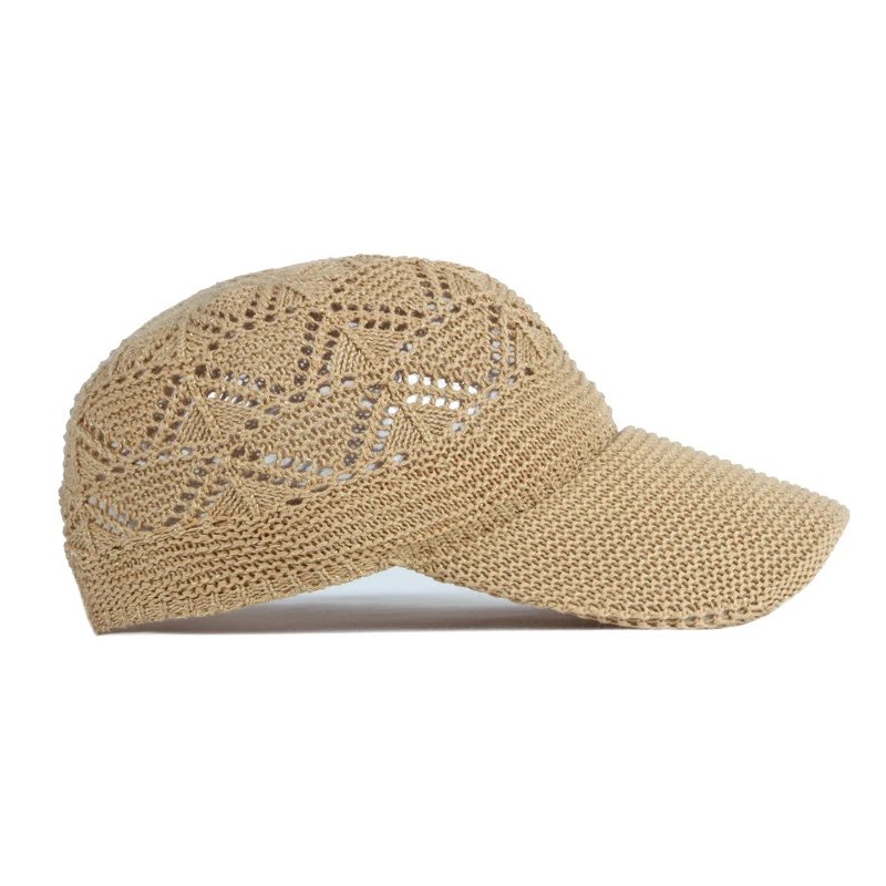 Casquette d'opérabilité creuse pour femme, chapeau en tricot respirant, chapeau de vacances en maille, casquette réglable, chapeau de soleil d'été