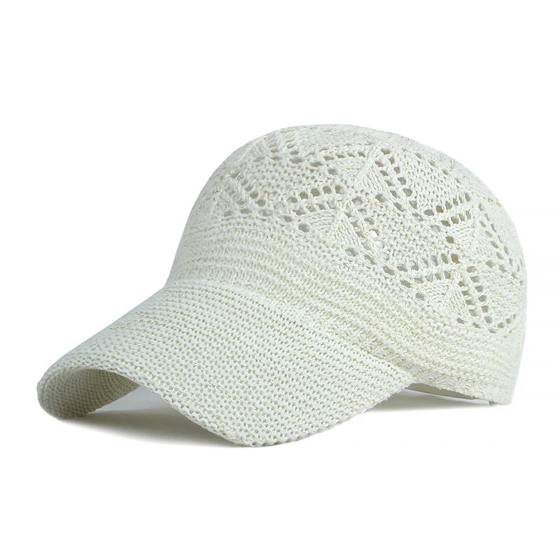 Casquette d'opérabilité creuse pour femme, chapeau en tricot respirant, chapeau de vacances en maille, casquette réglable, chapeau de soleil d'été