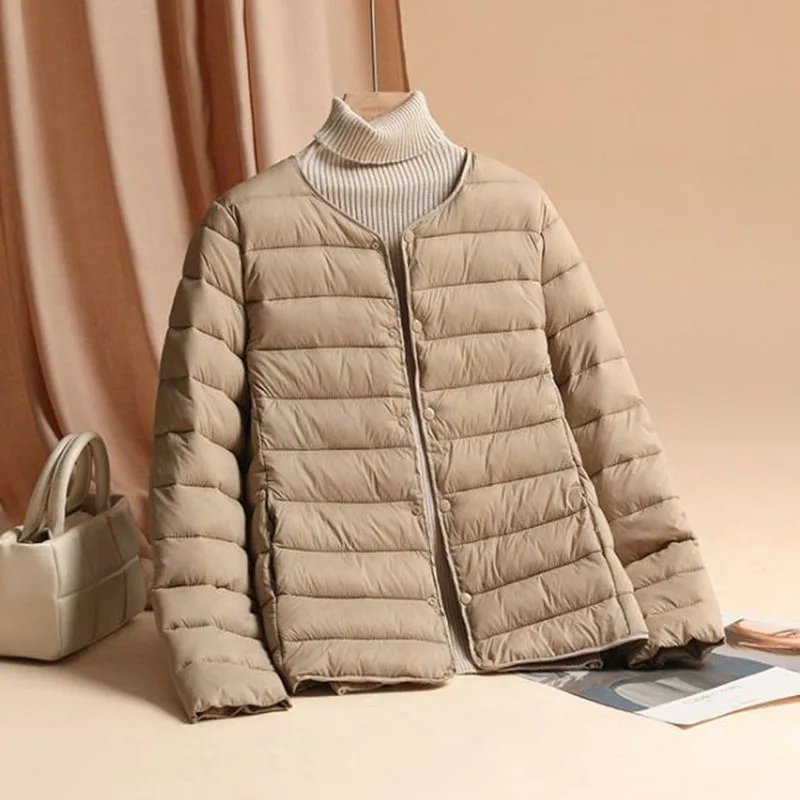 2025 New Autumn Winter Warm Women Jacket Fashion Ultra Lightweight Down Cotton Slim Coat Solid Matt Fabric Windbreaker Parkas