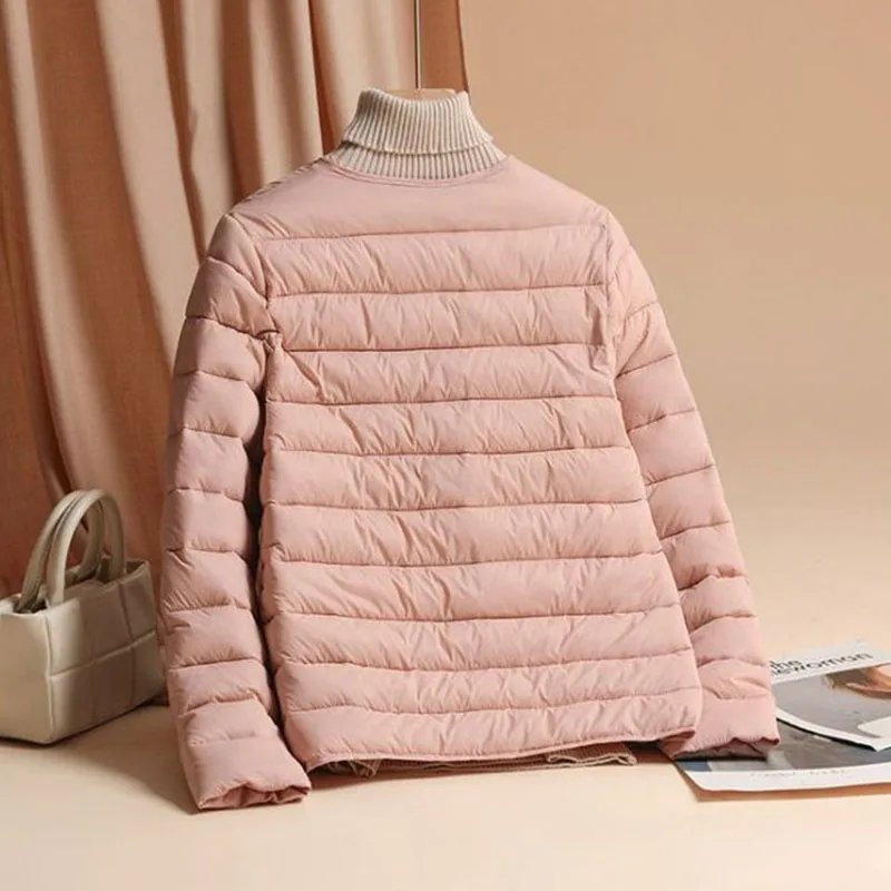 2025 New Autumn Winter Warm Women Jacket Fashion Ultra Lightweight Down Cotton Slim Coat Solid Matt Fabric Windbreaker Parkas